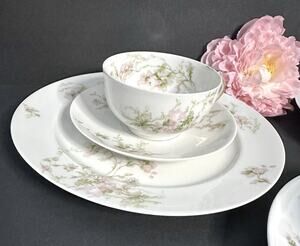 Charles Field Haviland Limoges France Pink Poppies Schleiger 377 3 Pc Set